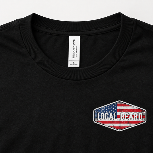 Local Beard American Flag Tee – Black