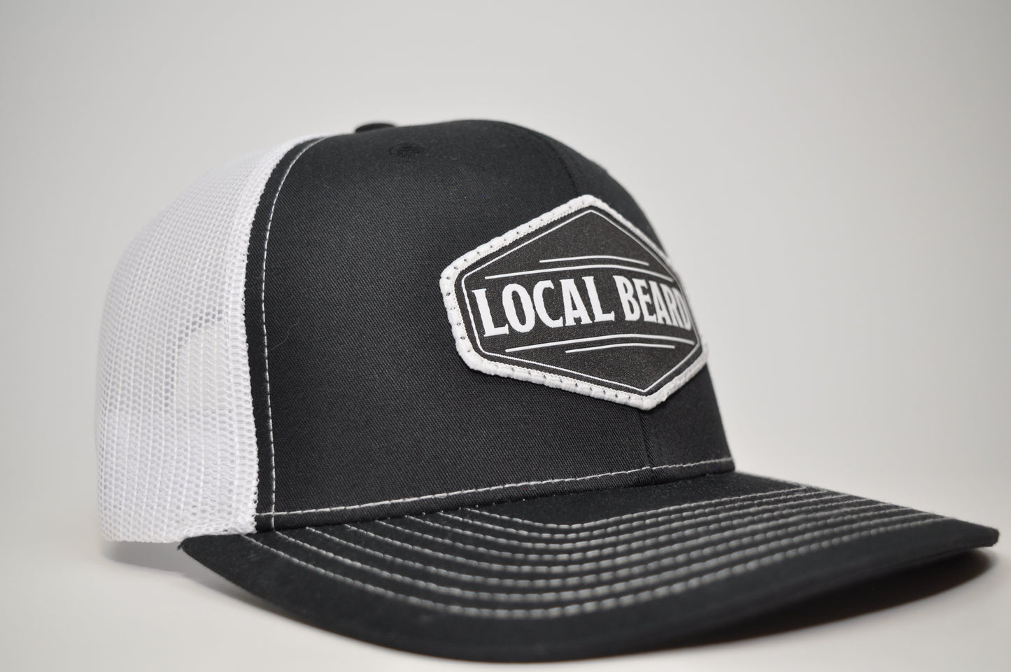 Local Beard Richardson 112 Trucker Hat – Adjustable Snapback - Black and White