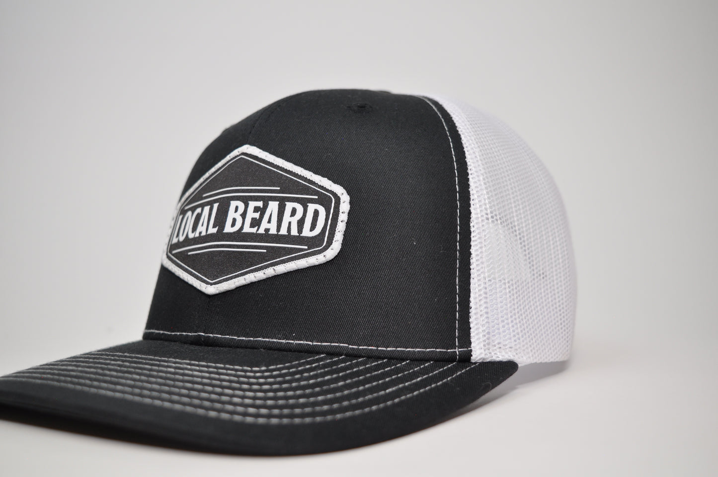 Local Beard Richardson 112 Trucker Hat – Adjustable Snapback - Black and White