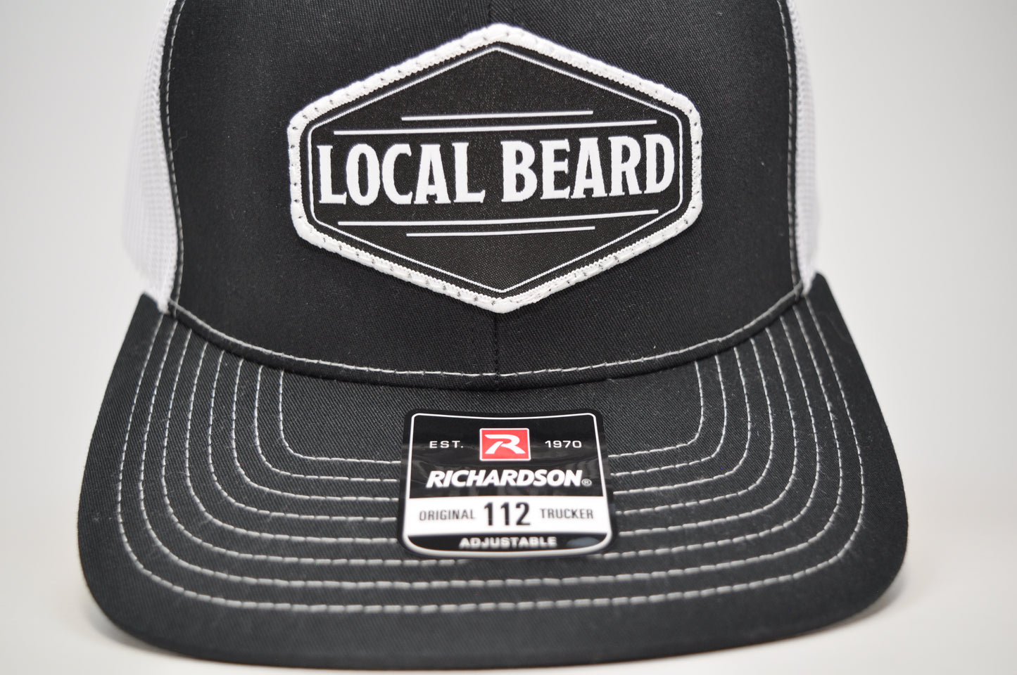 Local Beard Richardson 112 Trucker Hat – Adjustable Snapback - Black and White